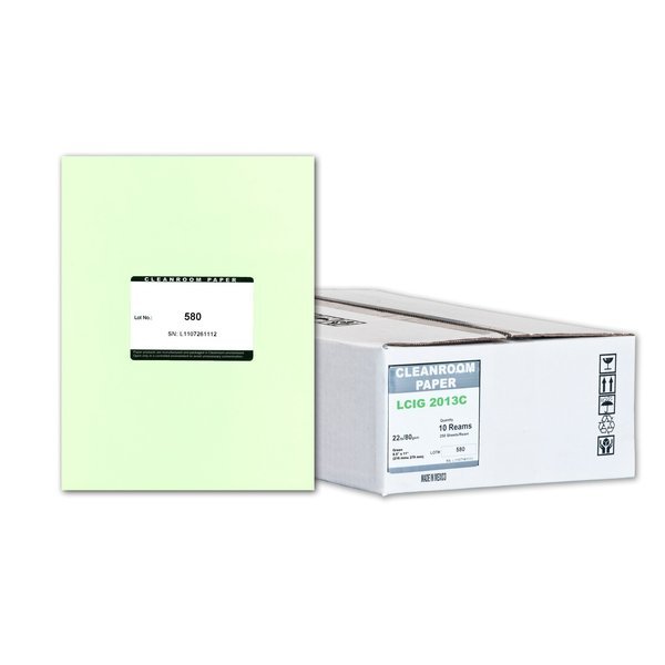 Pure Image Synthetic Cleanroom Paper, 8.5x11, Green 22lb, 250 sheets /ream, 10 reams p/PK, Pure Image, Mfr#: LCIG 2013C